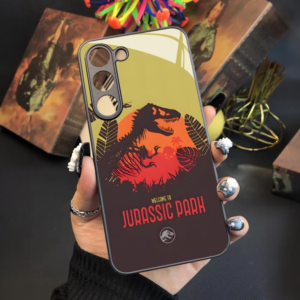 Jurassic Park Dinosaur Phone Case For Samsung Galaxy S25 S24 S23 S22 S20 S21 Note20 Ultra Plus Fe Colored Silver Cover