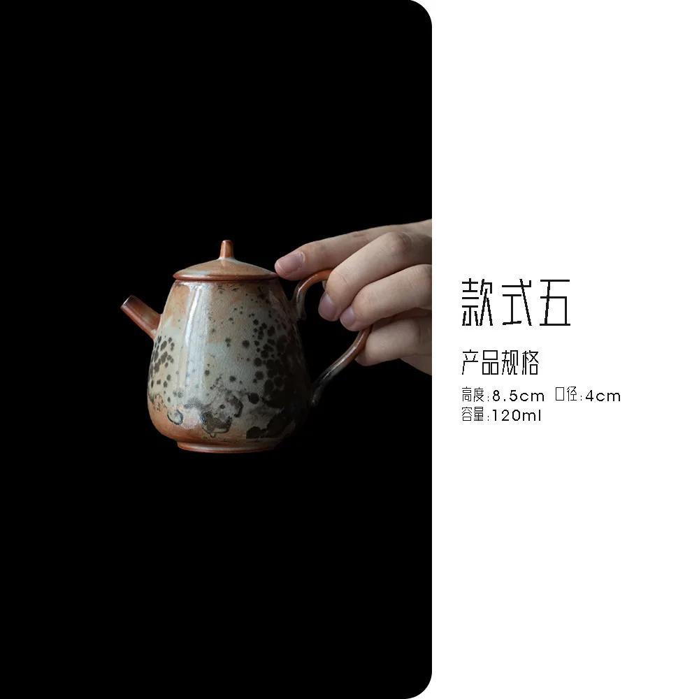 Japanese Ink Wood-fired Porcelain Teapot Retro Stoneware Scholar's Pot Chinese Tea Brewing Kettle Tea Ceremony Accessories Craft