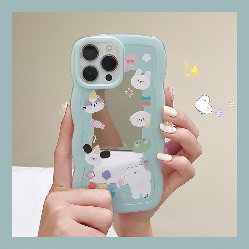 

Cartoon Lace Mirror Case for iPhone 14/13 Pro/11/8 - Silicone. iPhone 13 Pro