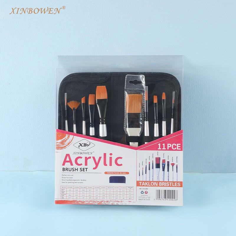 25-Piece Watercolor Oil Painting Brush Set with Wooden Handles and Canvas Bag