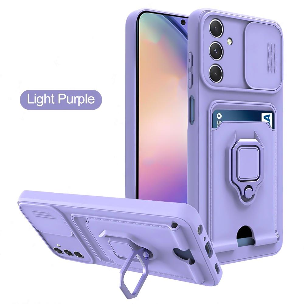 

Роскошный чехол с окном для камеры для Samsung Galaxy A55 A35 A15 A25 A54 A34 A14 A53 A13 A73 A52 A12 Магнитный чехол для телефона с слотом для карт A51 светло-фиолетовый