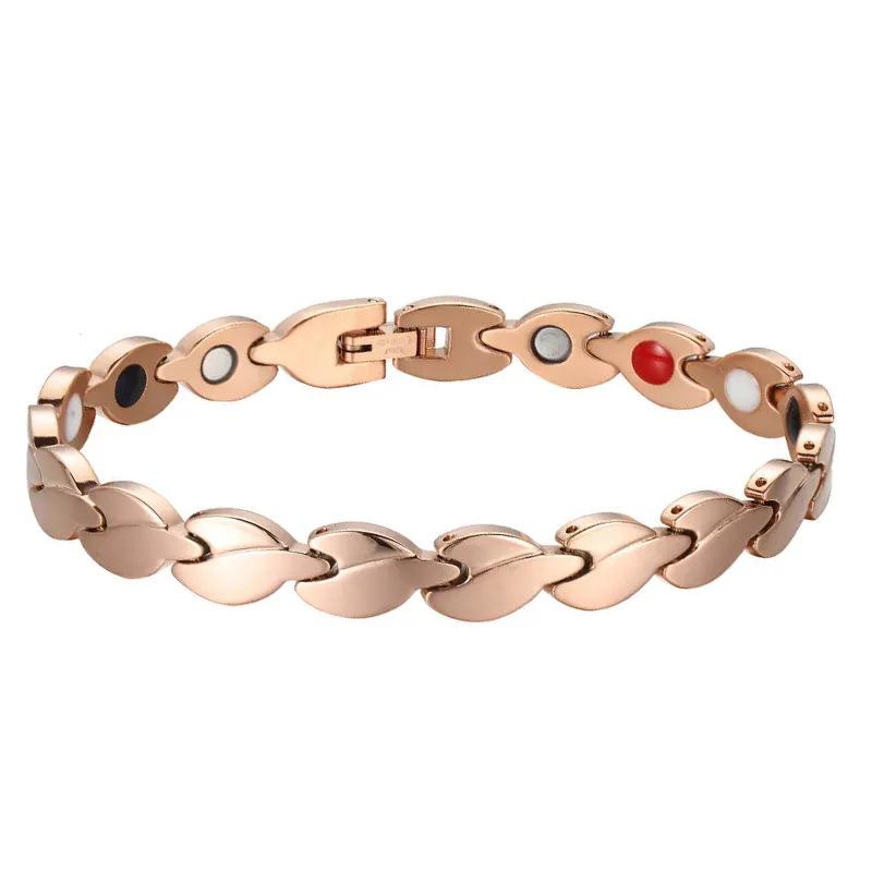 Gold Plated Stainless Steel Energy Magnet Bracelet, Detachable Radiation Resistant Four In One Couple Magnetic Therapy Bracelet