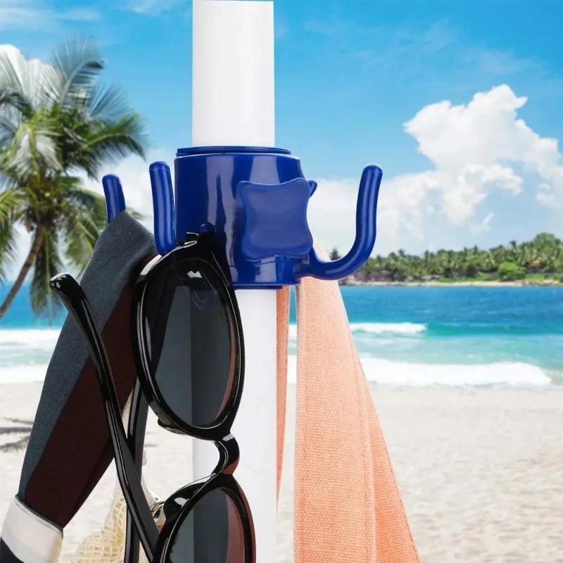 Beach Umbrella Hanging Hook, 4-prongs Plastic Umbrella Hook Hanging For Towels/Hats/Clothes/Camera/Sunglasses/Bags-Acssories
