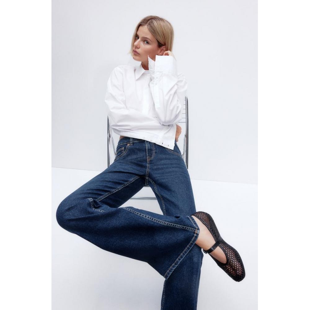 

Джинсы-клеш HM с низкой посадкой, темно-синий деним