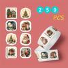 250 pièces Autocollants de Noël Vintage Auto-adhésifs Emballage Cadeau Carte Scrapbooking Décoration Arbre de Noël Fournitures d'Artisanat Festives