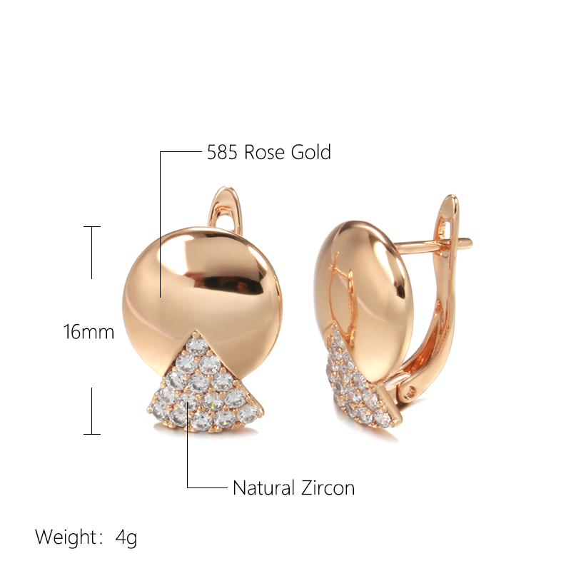 Fashion Glossy Earrings Rose Gold Simple Round Natural Zircon Earrings For Women High Quality Daily Fine Jewelry