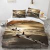 Fighter Plane King Queen Duvet Cover Military Aircraft Theme Bedding Set Kids Boys Men Sunset Airplane Polyester Comforter Cover