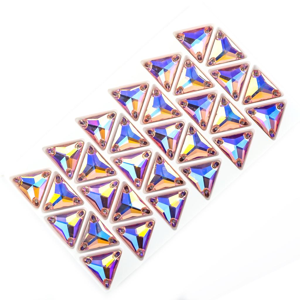 5Pcs High Quality Triangle Color Ab Flat Button Hand Sewn Diamond Glass Crystal Button Clothing Accessories With Diamond Wedding Dress Auxiliary
