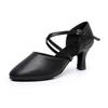 Fashion Women Cross Strap Latin Dance Shoes Adult Interior High Heels Soft Soles Ballroom Tango Teaching Performance Dancing Shoes 5/7cm