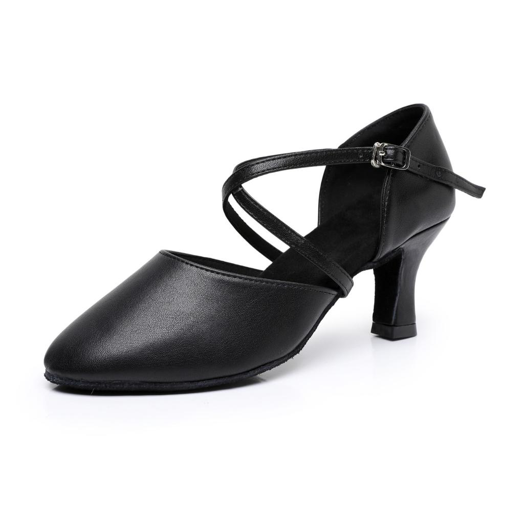 Fashion Women Cross Strap Latin Dance Shoes Adult Interior High Heels Soft Soles Ballroom Tango Teaching Performance Dancing Shoes 5/7cm