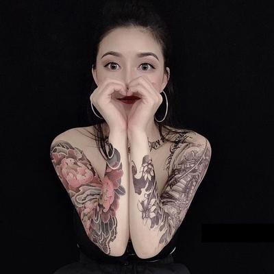 Wolf King Wolf Head Domineering Tattoo Flower Arm Set Full Arm Sticker Large Pattern Water Transfer Sticker Tattoo