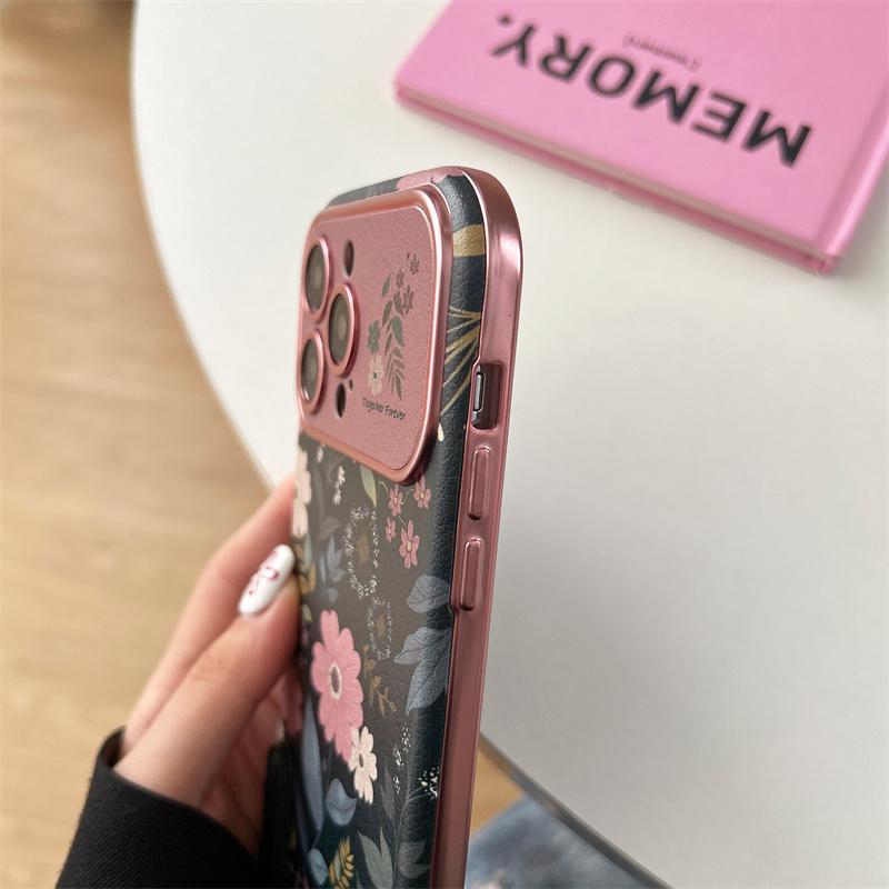 Fashion Retro Chrysanthemum Phone Case For iPhone 13 15 14 16 17 Pro Max Wrist Strap Cover Shockproof Funda