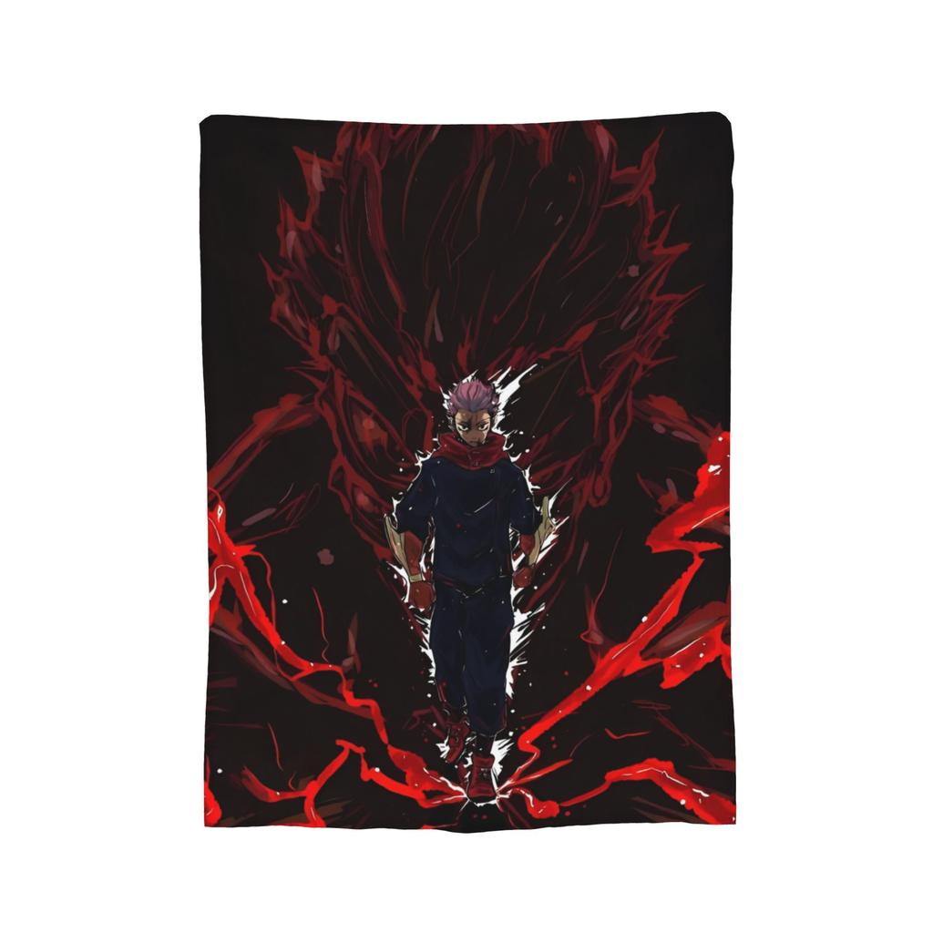 Ryomen Sukuna Velvet Throw Blanket Jujutsu Kaisen Anime Blanket for Sofa Travel Lightweight Bedspread,