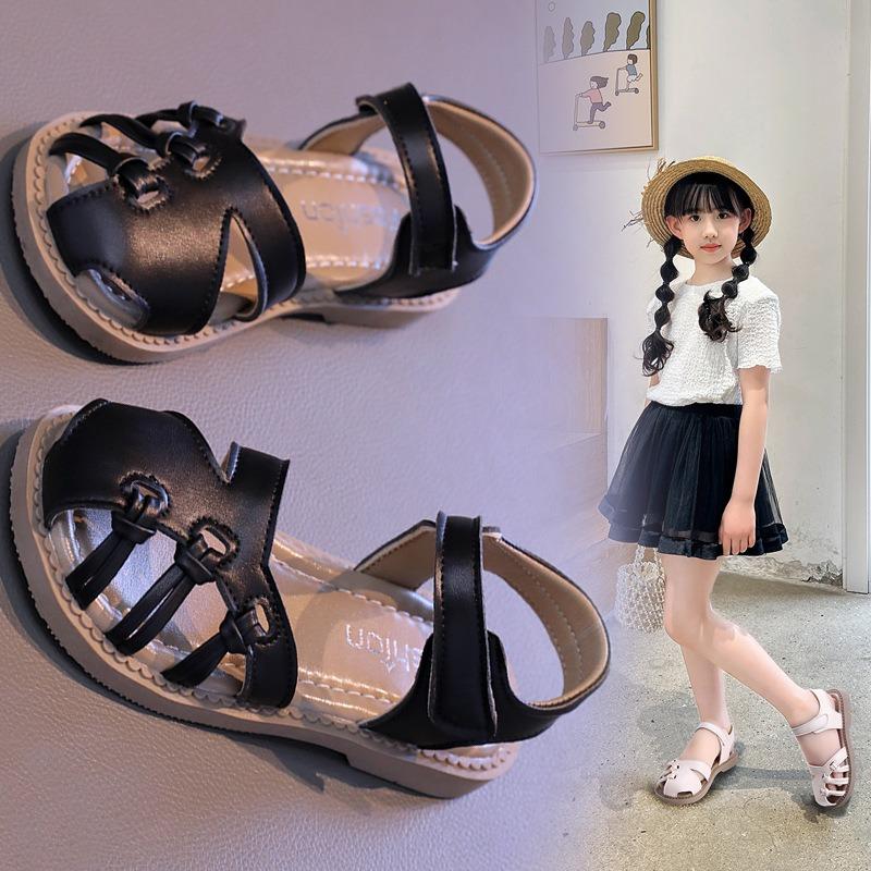 Girls' Sandals Closed-Toe Woven Shoes for Toddlers & Young Kids, Soft-Sole Beach Sandals for Children Girls' Party Shoes