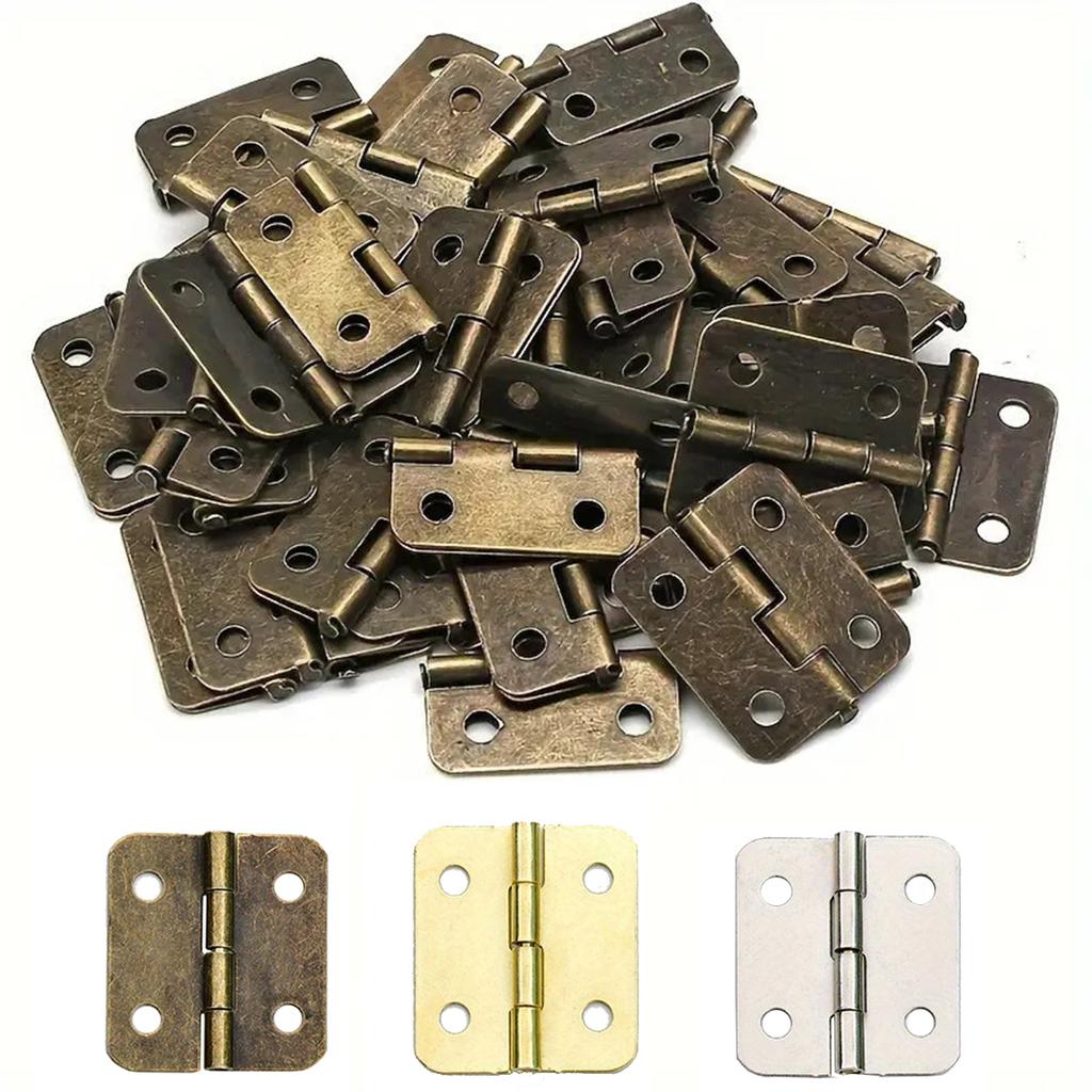 50pcs Mini Hinge Retro Decoration Hinges with Screw For Crafts Wooden Box Jewelry Chest Cabinet