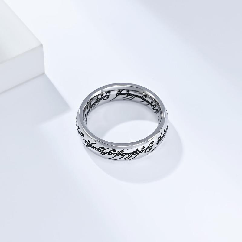 Women's Simple Fashion Titanium Steel Ring 2.8mm Thick Inside and Outside Rot Engraved Stainless Steel Men's Casual Jewellery
