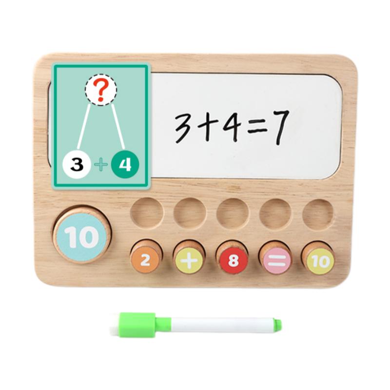 Montessori Wooden Number Board Alphabet Cognitive Number Matching Puzzle Game Subtraction Operation Logical Thinking Training