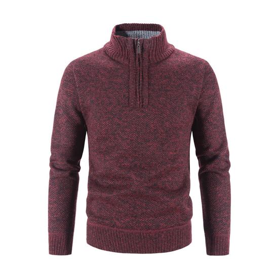 

Мужской свитер, пальто, полумолния, трикотаж, эластичный, длинные рукава, воротник-стойка, верхняя одежда M красный