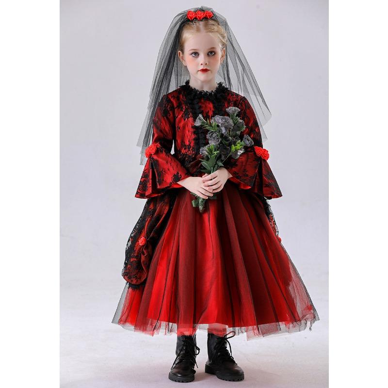 

Детские костюмы Красной Шапочки, Рождественское кружевное платье Красной Шапочки 150cm