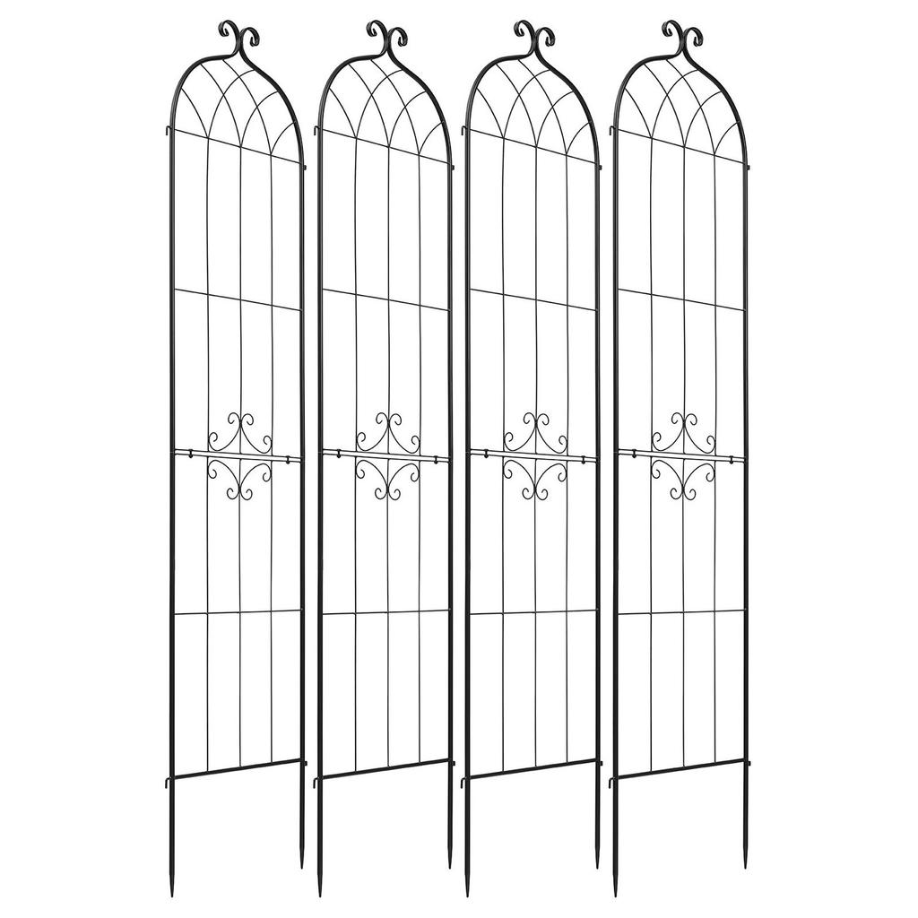Garden Trellis, 220 X 52.5 Cm Rose Trellis, 4 Packs Garden Flower Rose Trellises with Powder-Coated Finish & Convenient Locking Design, Plant Support
