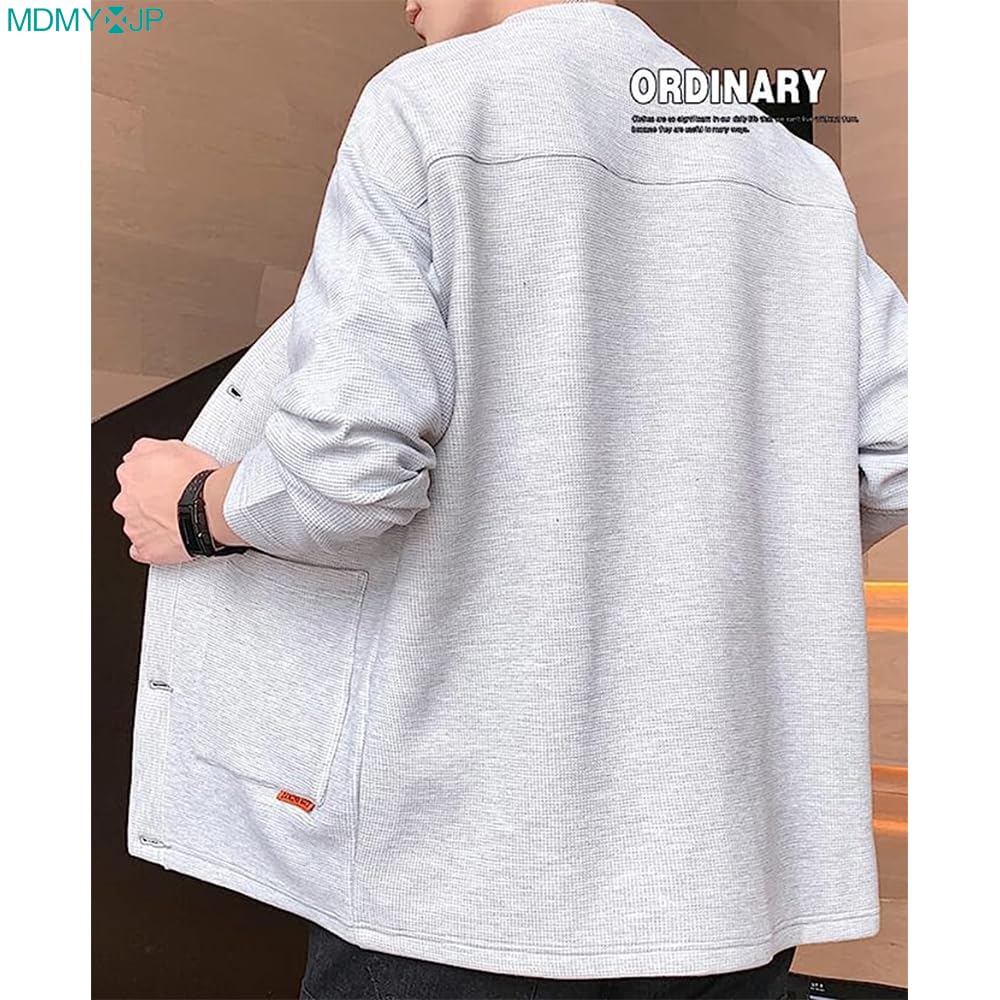 MDMYXJP Autumn Solid Comfortable Plus Sizes MD300 Men's Cardigan, Jacket, V-Neck, Japanese-Style Cardigan, Color, Stylish, Sweater, Available, Spring,