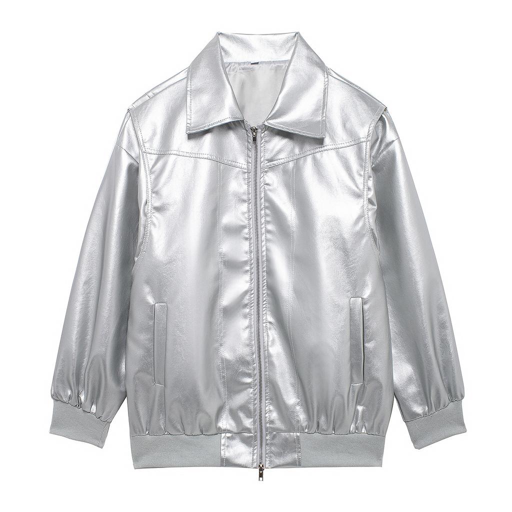 Kragen, Jacke mit langem Reißverschlussärmel, Neuer Stil 2025, Modisch, Feminin, Temperamentvoll, Pendeln, Straße, Lockere Jacke