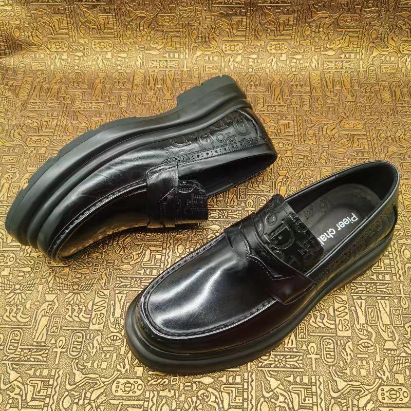 High-end first-layer cowhide loafers, men's British style leather shoes, genuine leather glossy business dress, foot-fitting Doudou shoes