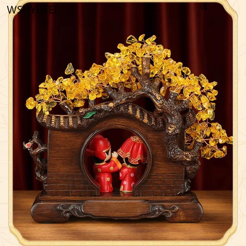 Home Decoration Accessories Wedding Gift Feng Shui Ornaments Wealth Tree Valentine's Day Gift Resin Crafts