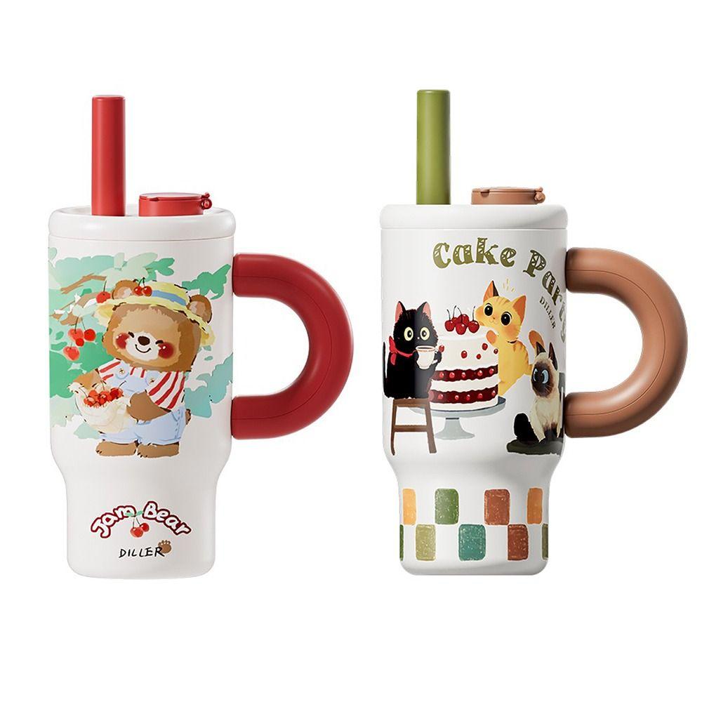 Portable 1000ML Straw Vacuum Cup Large Capacity Detachable Tea Storehouse Insulated Cup Cold&Hot 316 Stainless Steel Tumbler Car