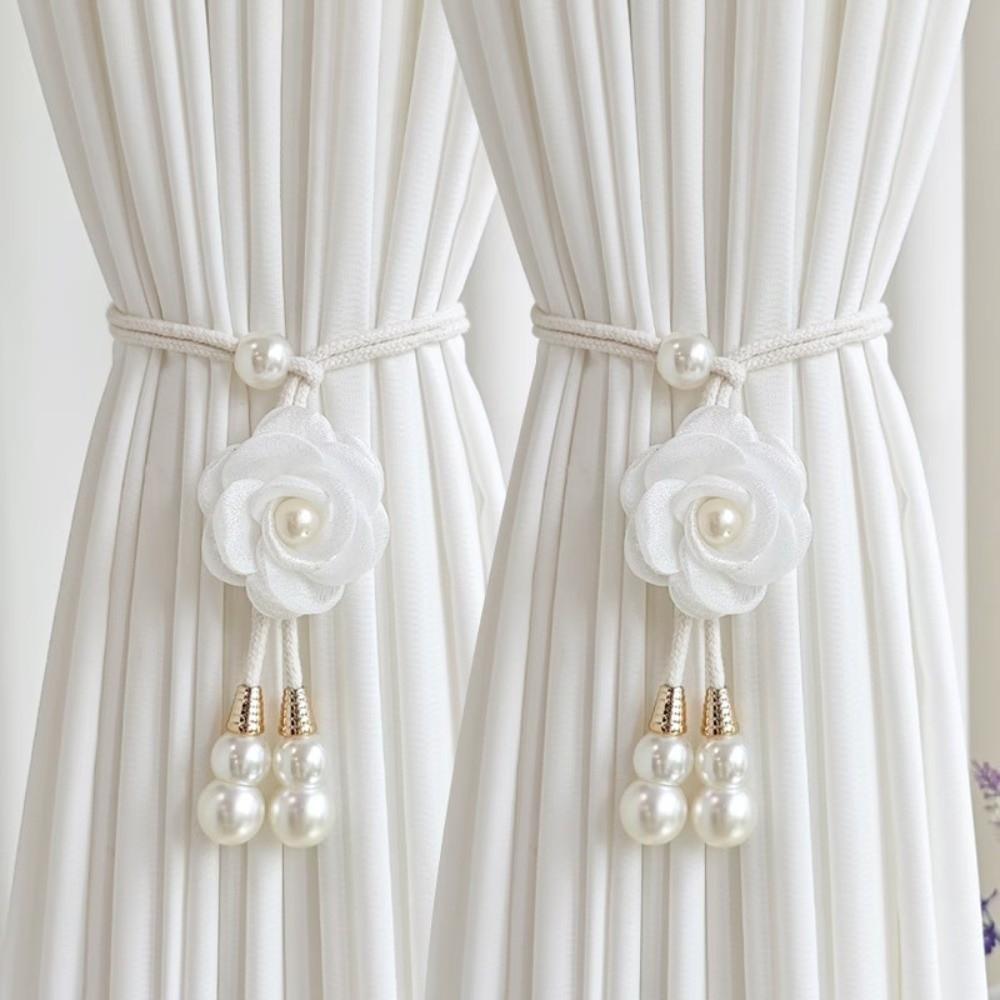 2Pcs Adjustable Camellia Curtain Buckle Floral Curtain Strap Curtain Fixer Clip  Home Decoration
