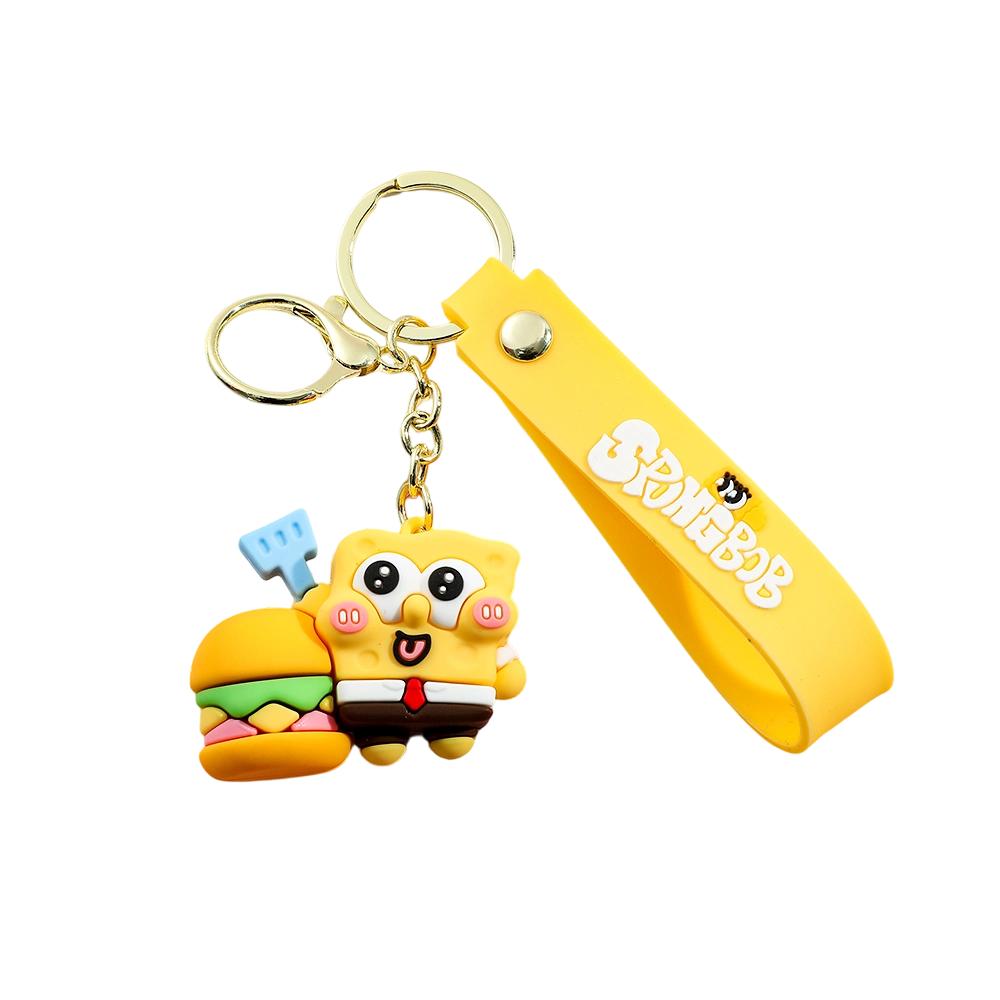 SpongeBob SquarePants Character Keychain Set - SpongeBob, Patrick, Squidward PVC Figures & Metal Rings, Bag Charm Christmas Gift