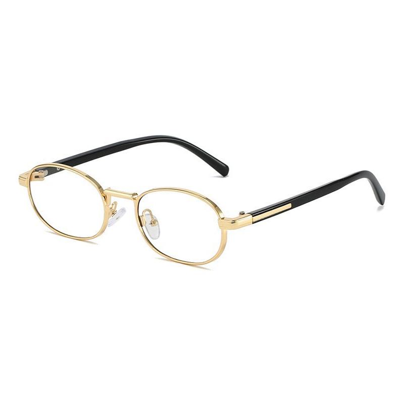 New Fashionable Metal Oval-Frame Sunglasses Retro Street Style Sun Glasses Unisex Outdoor Travel Anti-UV Shades UV400