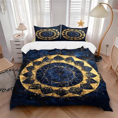 3pcs Cosmic Mandala Bedding Set, Includes 1 Comforter + 2 Pillowcases, Without Pillow Inserts, Soft Comfortable, Lightweight Breathable024