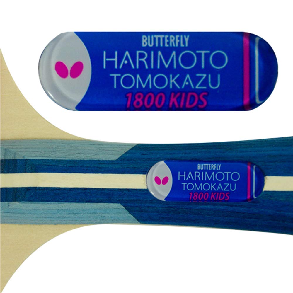 Butterfly Table Tennis Tomokazu Harimoto Kids 16960 Children's Racket, 1800, Shakehand, 5-Ply Plywood, Pre-Strung,