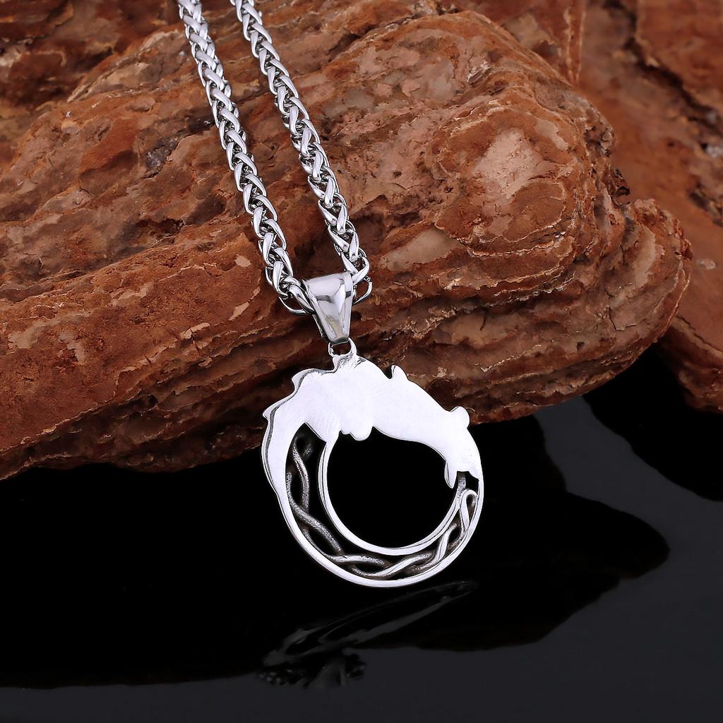 Stainless Steel Unique Vikings Dragon Ouroboros Necklace Men Punk Hip Hop Nordic Mythology Snake Self-devourer Amulet Jewelry