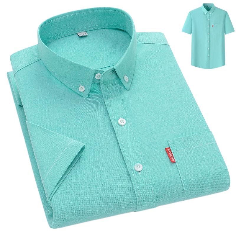 5XL Herren Sommer Businesshemd Hohe Qualität Kurzarm Mode Schön Einfarbig 100% Baumwolle Lässig Oxford Mann Kleidung