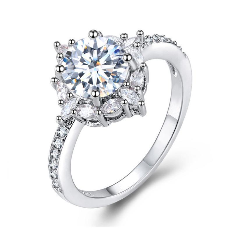 Inlaid Round Zircon Ring Classic Temperament Ring Popular Jewelry