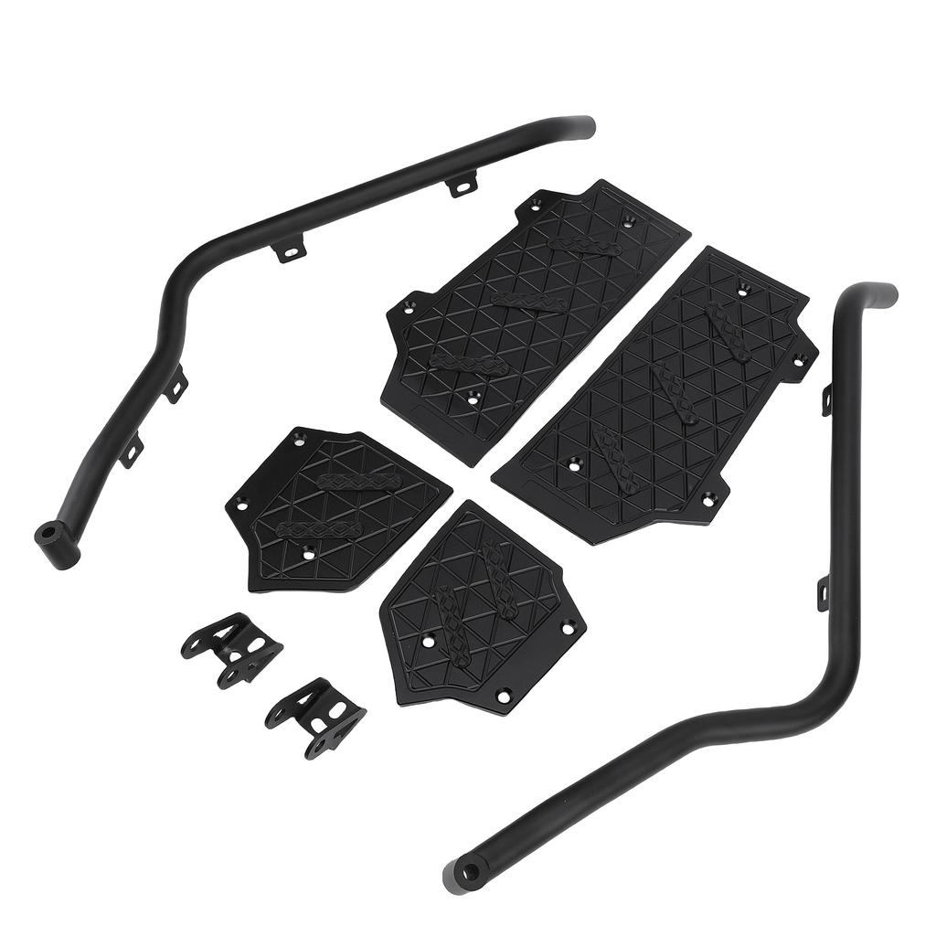 Motorcycle Engine Guard Crash Bar Footrest Kit with Spotlight Bracket Aluminum Alloy Foot Pegs Footboard Replacement