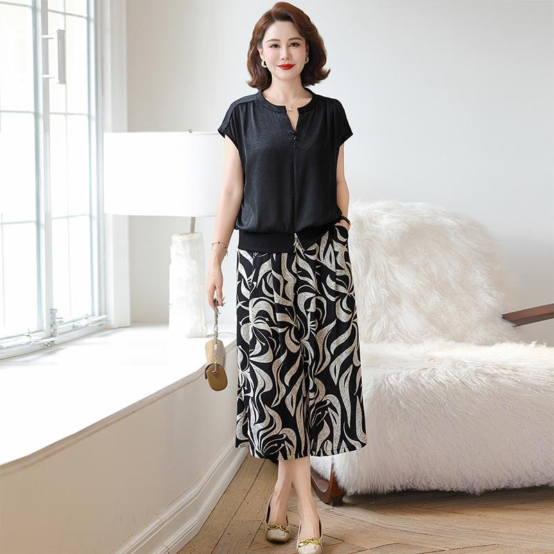 

Stylish Summer Chiffon Two-Piece Set for Middle-Aged & Elderly Mothers 2026 3XL (115-130 jin)