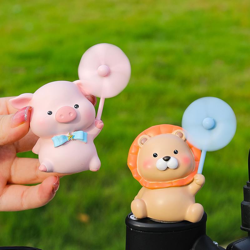 Car-mounted Cute Windmill Amusement Park Electric Vehicle Figurine Creative Resin Doll Rotating Windmill Decorative Item Figurine