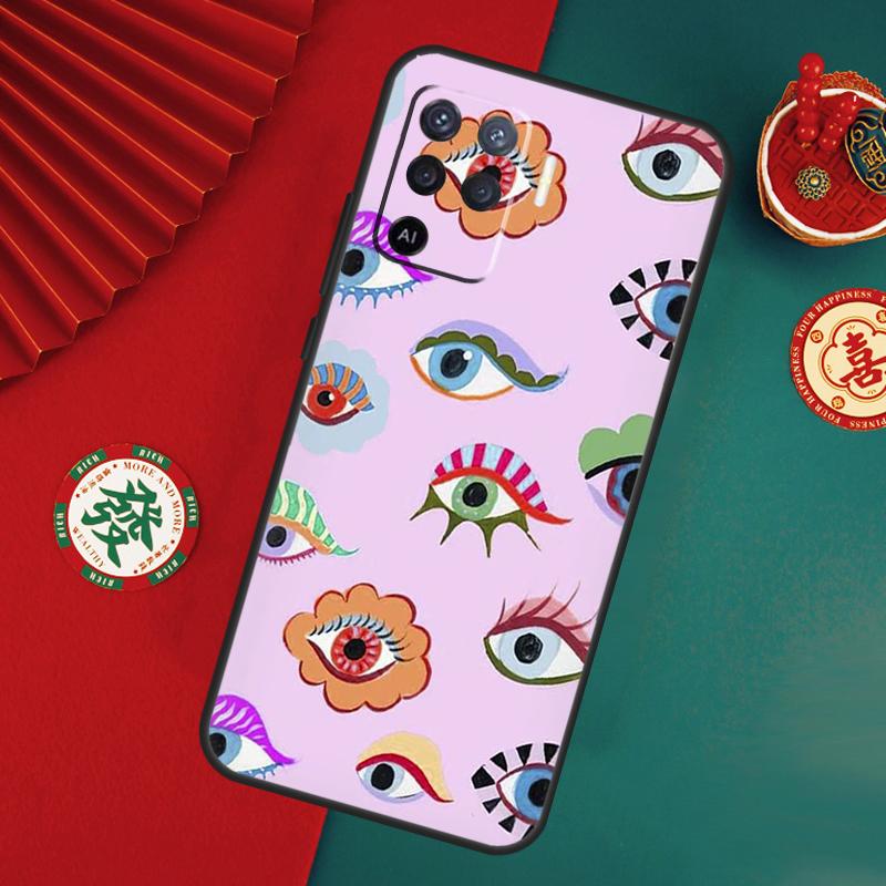 Lucky Eye Blue Evil Eye Print Case For Oppo A6 A5 Pro A15 A18 A38 A58 A78 A98 A54 A74 A94 A17 A57 A80 A60 A40 A16 A76 A96