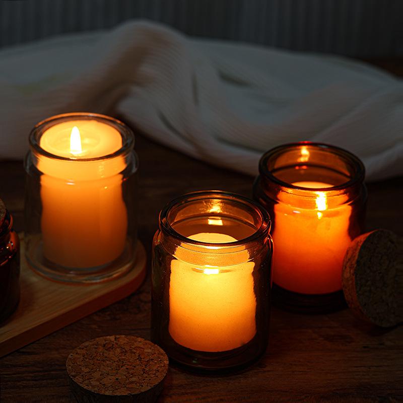 Handmade Glass Candle Holders with Cork Lids - Aromatherapy Jars and Craft Ornaments