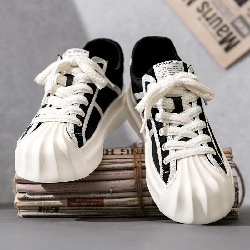 

Shell head autumn niche design casual canvas board shoes student sports thick sole height increase 39 standard sports code чёрный