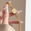 Reloj de Oro GEDI Elegantes Relojes de Pulsera Esfera Ovalada Exquisito Cuarzo Relojes de Moda para Mujer Retro Lujo Pulsera Dorada Reloj