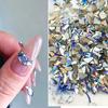 100Pcs Mixed Aurora Mixed Nail Rhinestones, Flat Back Nail Charms, AB Gems for Nail Art Decorations