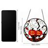 15 Inch Halloween Pumpkin Stained Glass Round Painted Glass Hanging Ornament for Window Holiday Decor