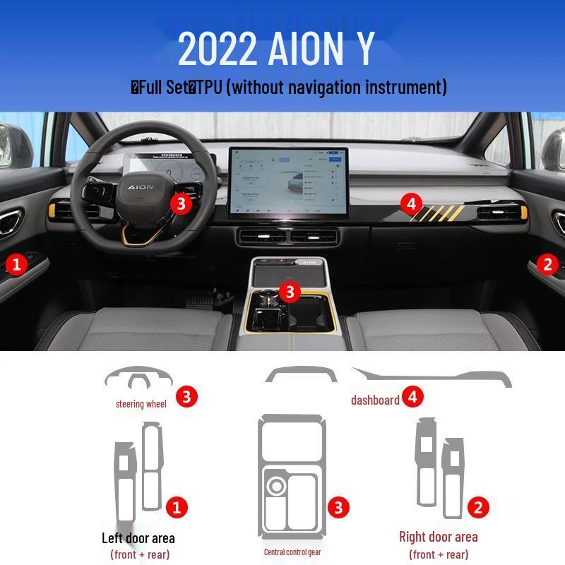 21-25 GAC AION Y Plus TPU Transparent Interior Film for Center Console and Door Panels