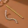 Sparkling Zircon Geometric Dangle Earrings for Women Luxury Teardrop Shaped Long Tassel Earring Wedding Party Charm Jewelry Gift