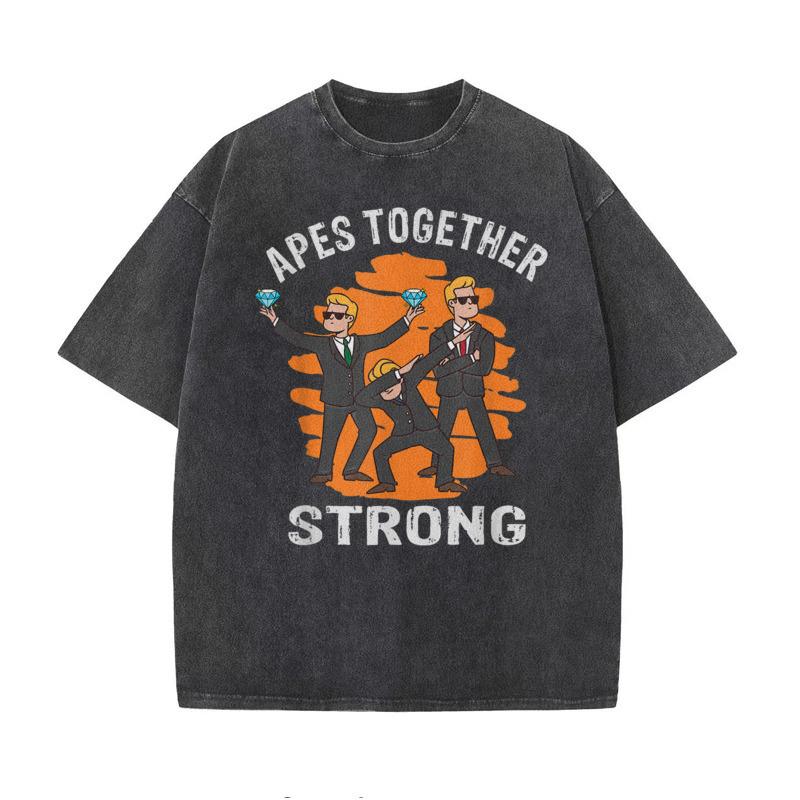 Stamping Spring Summer Short-sleeved T-shirts Washed And aged in Europe and America men's and women's T-shirts