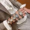 Women's Ultra-Thin Roman Numeral Square Watch with Steel Band and Waterproof Design